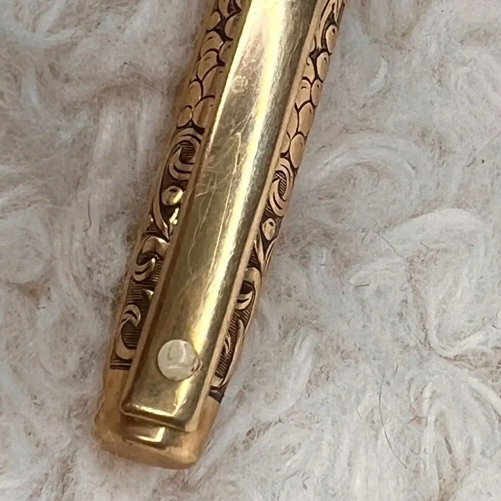 Vintage 70s Sheaffer 12k Imperial Mechanical Pencil Embossed Leaf Motif Gift